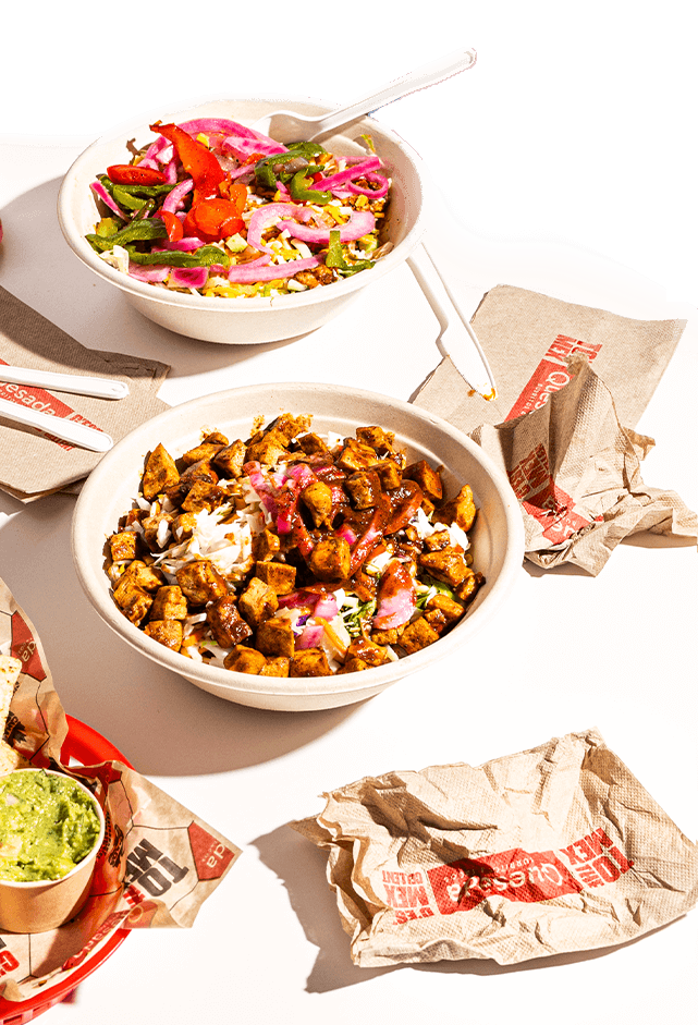 Quesada's Mexican food on a table